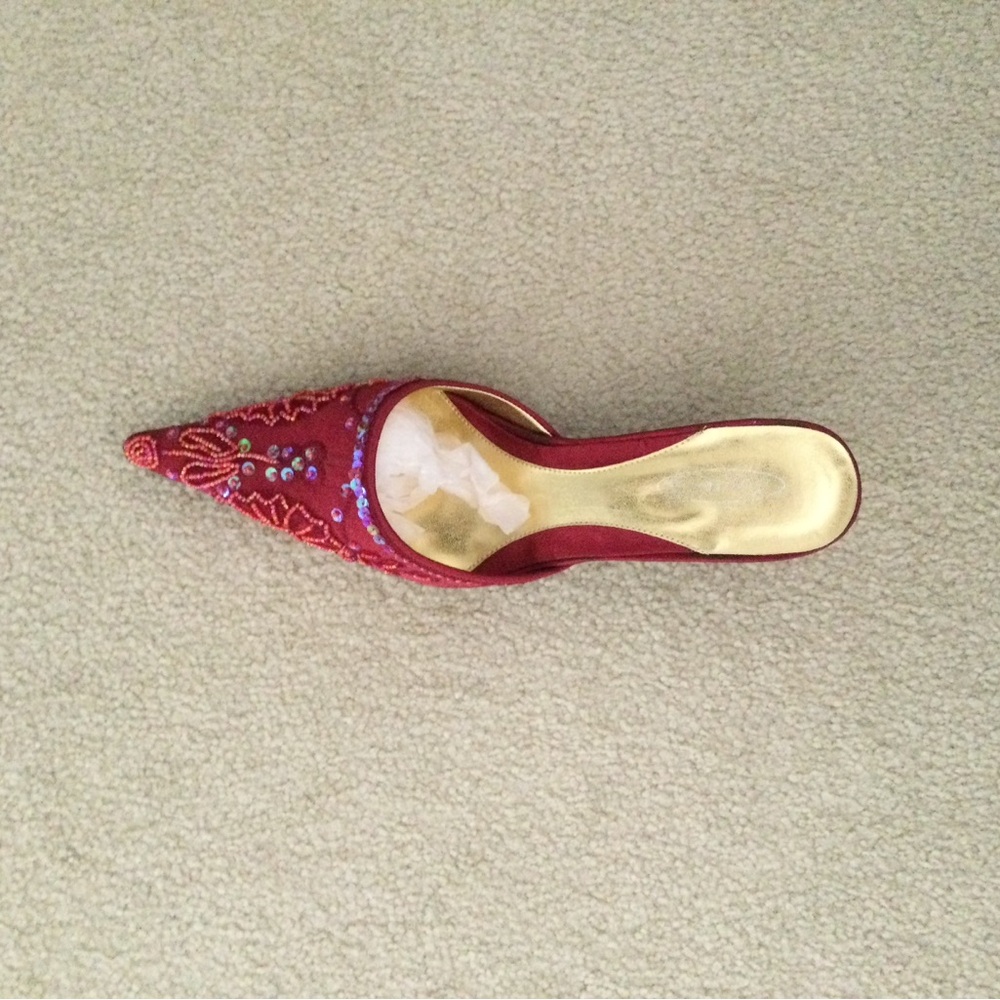 Chic Red Embellished Women's Heel